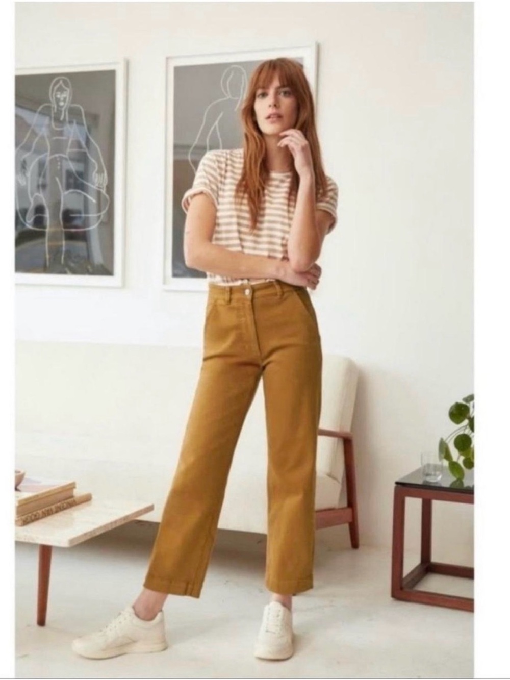 Everlane Cropped straight jeans pants short brown high waist 4